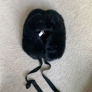 Juicy Couture Black Luxe Faux Fur Ski Snowboard warm Ear Flap Trapper Hat